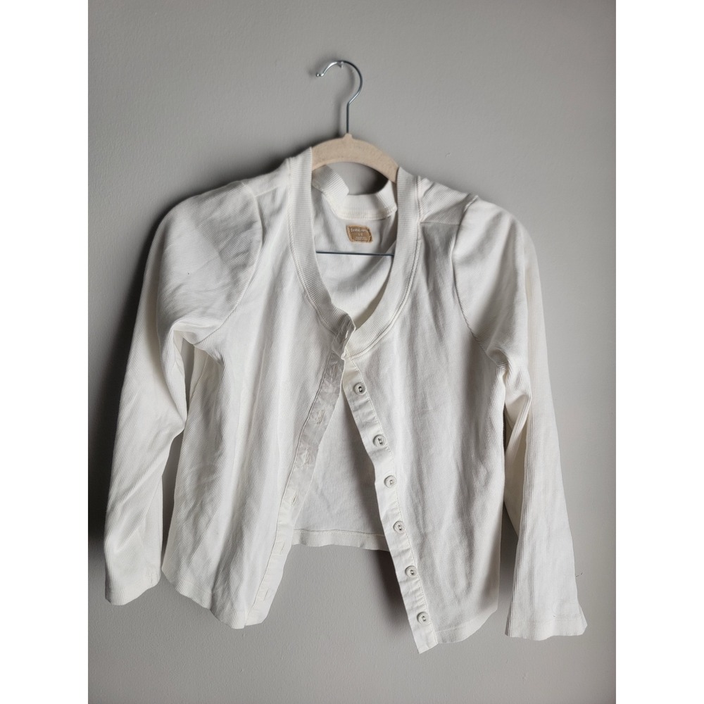 Free People Free-Est Ribbed Button Front Cardigan Cream Long Sleeve Large